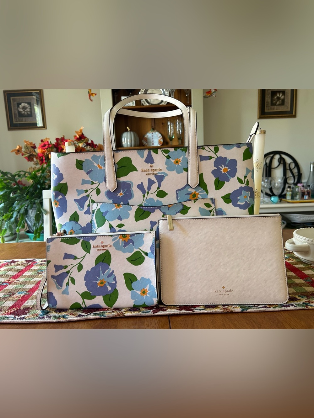 kate ♠️ spade Petunia Vine Tote Set with matching pouch & wristlet